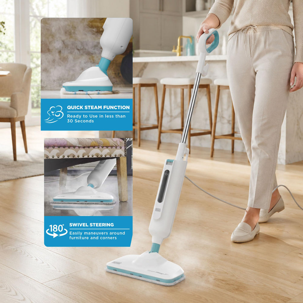1300W Steam Mop with Carpet Glider and 2 Microfiber Pads D43890
