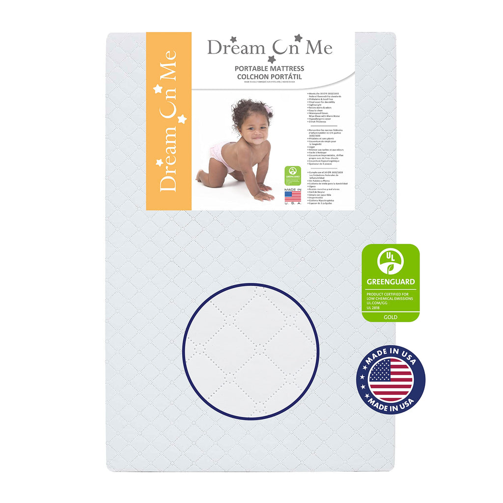 Folding Portable Mini Baby Crib with Mattress, White D622