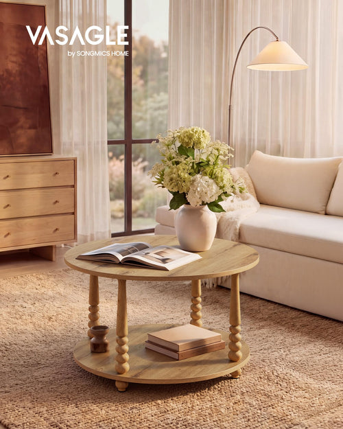 2-Tier Round Coffee Table with Storage Y131