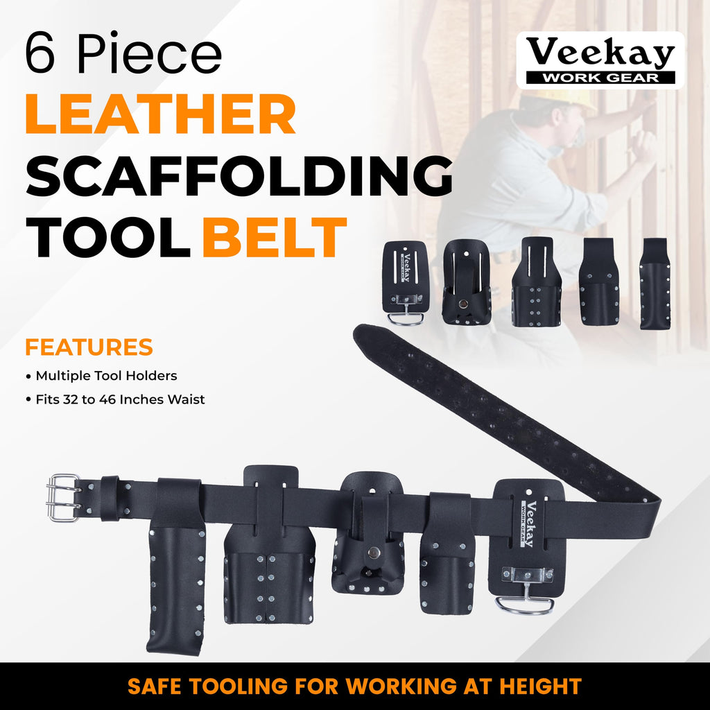 Black Leather 5-Piece Tool Belt Set N4663