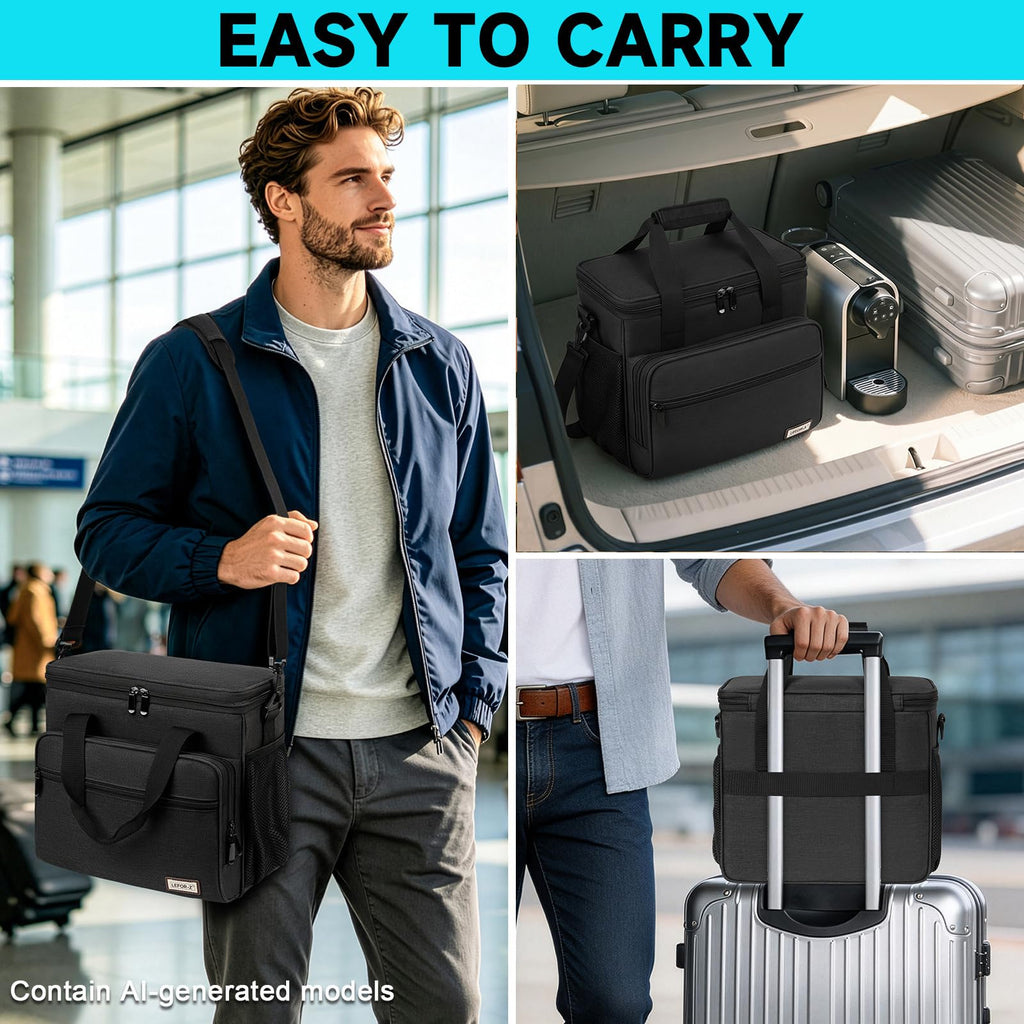 Black Coffee Maker Travel Bag with Multiple Pockets O857