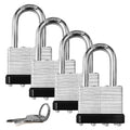 4 Pack Heavy Duty Laminated Padlocks with Same Key E9525