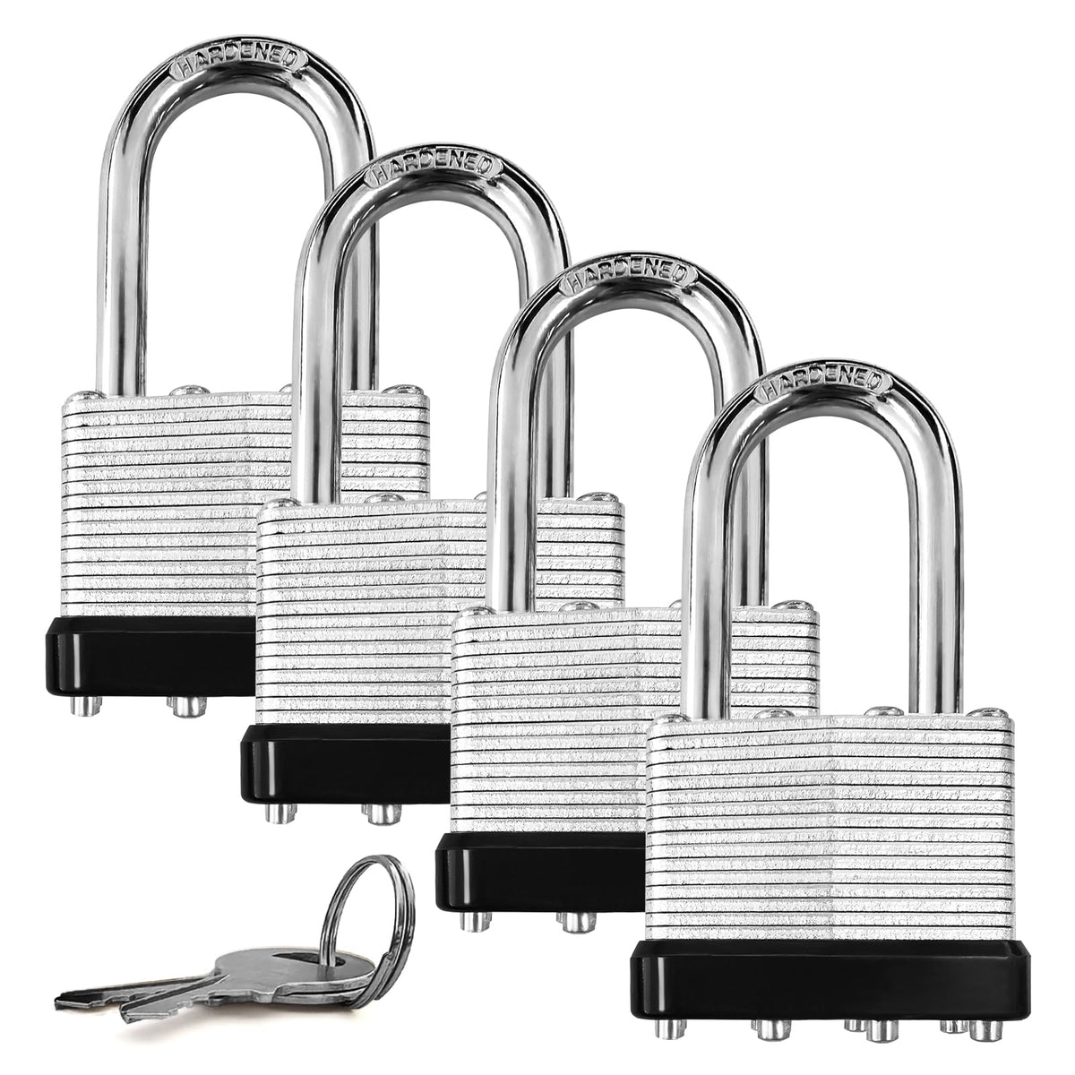 4 Pack Heavy Duty Laminated Padlocks with Same Key E9525