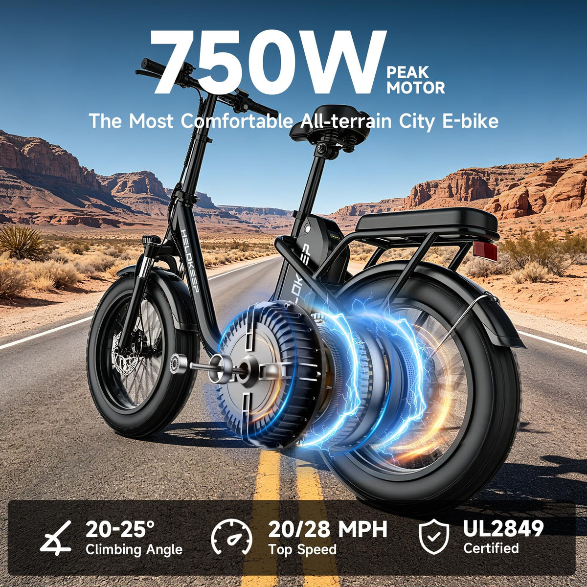 Folding Electric Bike with Rear Rack D679