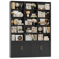 82.3" Triple Wide Bookshelf with 4 Doors, Black A367122