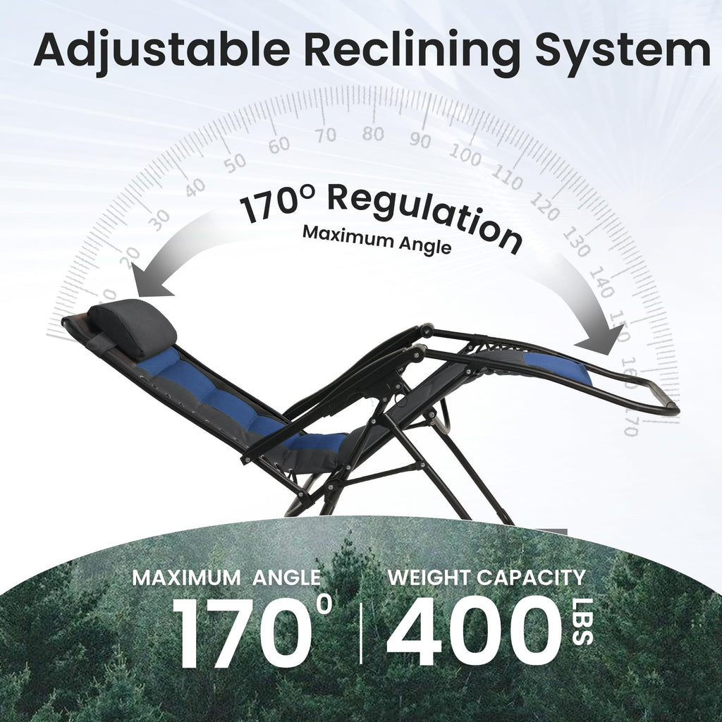Oversized Zero Gravity Chair 2 Pack Folding Recliner with Pillow & Cup Holder R26593