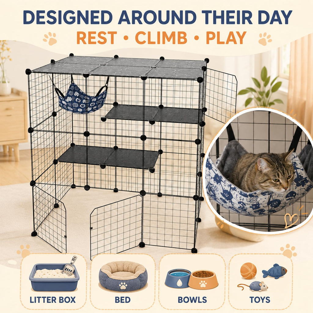 Large 3-Tier Metal Wire Cat Cage N667002