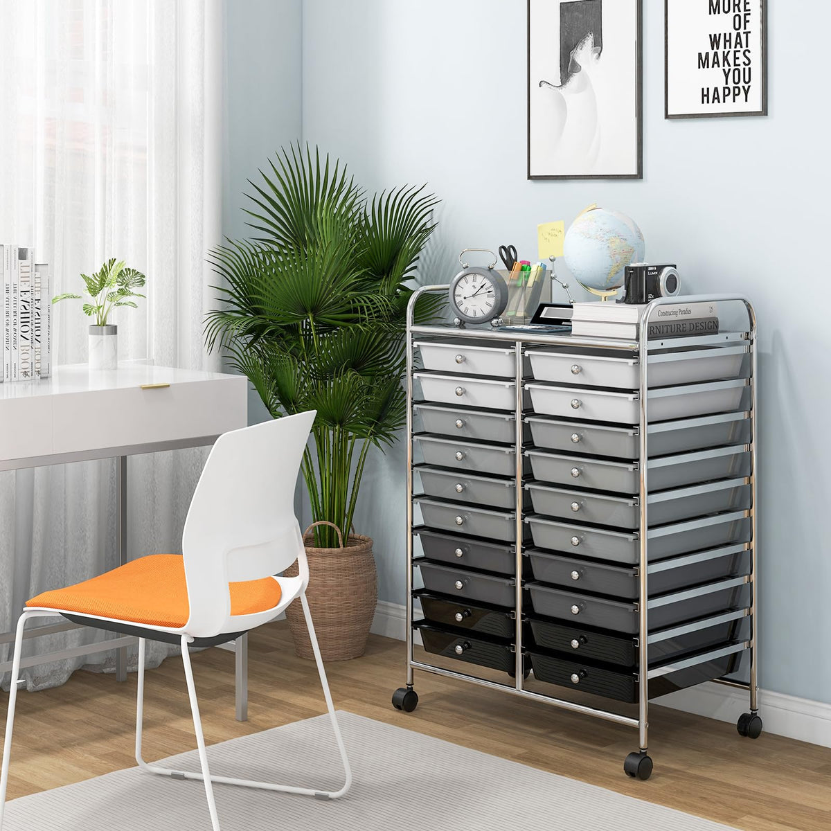 20 Drawer Multicolor Rolling Storage Cart I8175