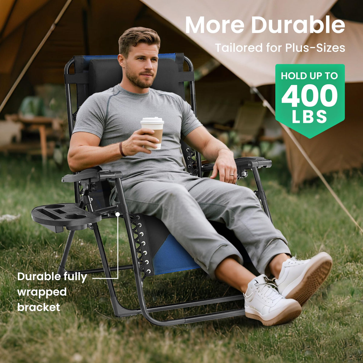 Oversized Zero Gravity Chair 2 Pack Folding Recliner with Pillow & Cup Holder R26593