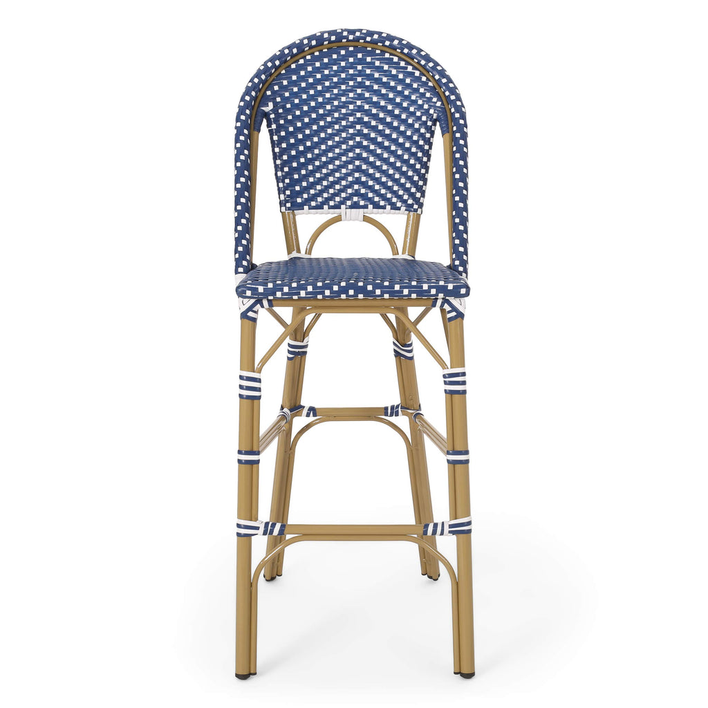 Dark Teal and White PE Rattan Bar Stool Set of 2 C6135