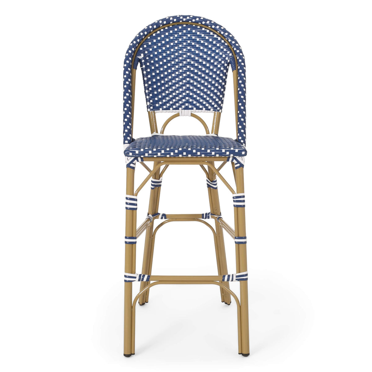 Dark Teal and White PE Rattan Bar Stool Set of 2 C6135