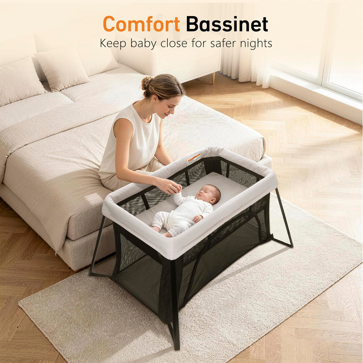 Beige Portable Travel Bassinet J608047