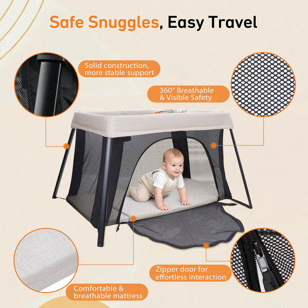 Beige Portable Travel Bassinet J608047