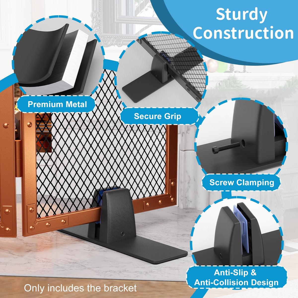 Metal Base Stands for Fireplace Screen, Pack of 2 Black G2983
