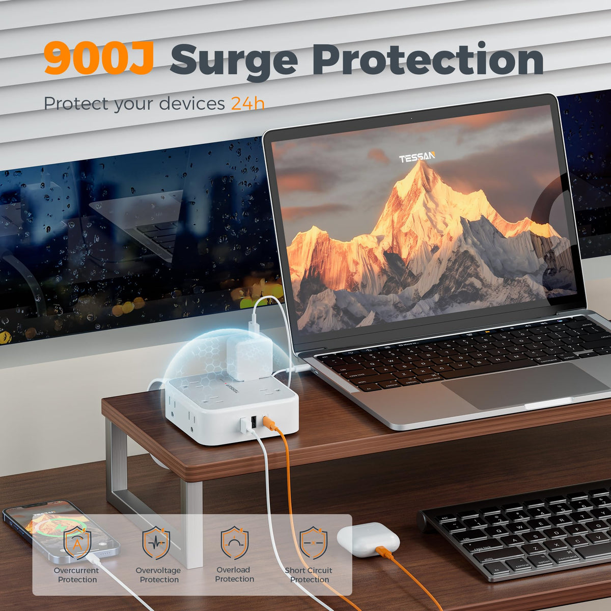 Grey 5 Ft Surge Protector Power Strip H77164