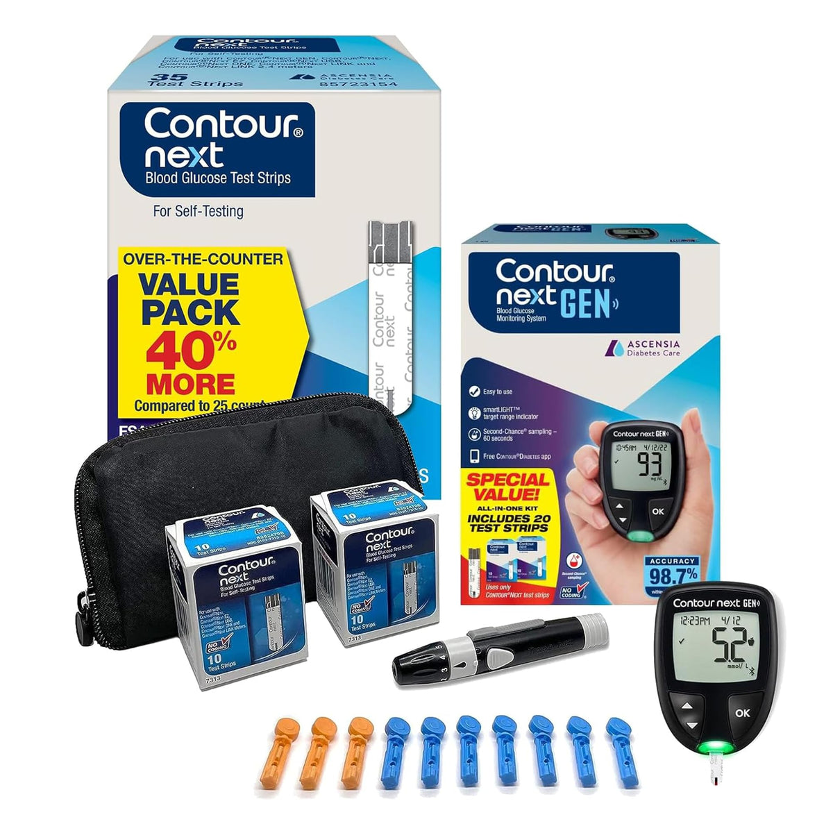 Blood Glucose Monitoring System + 55 Test Strips E226