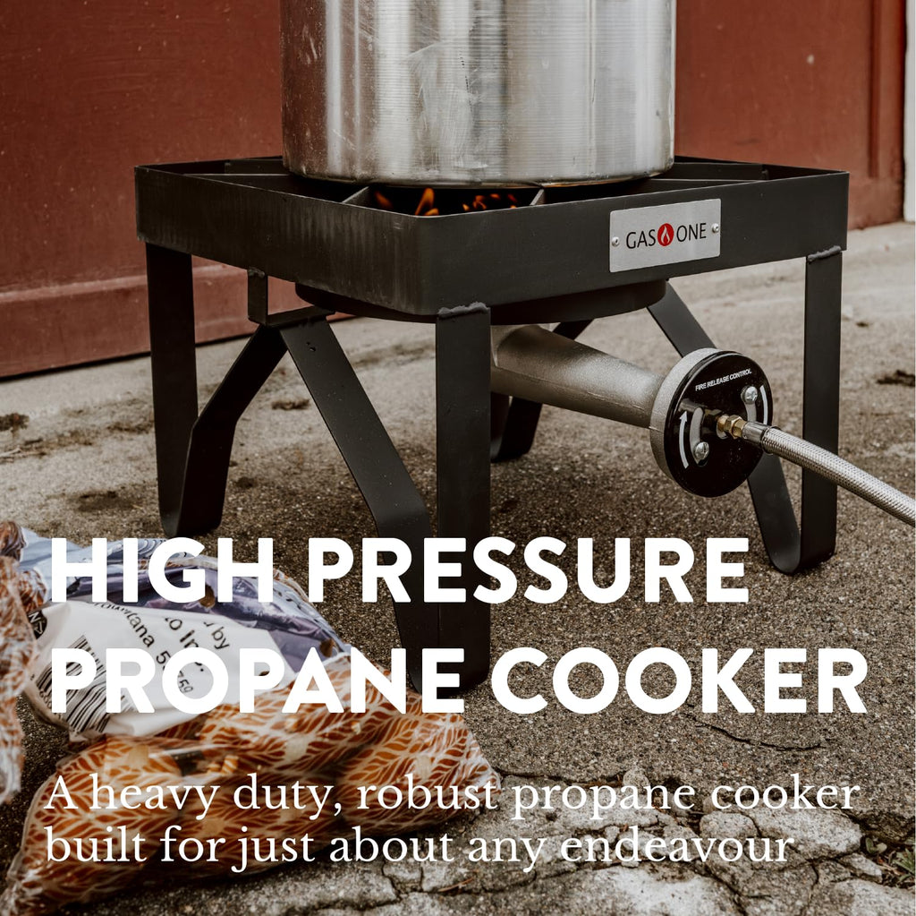 200K BTU Propane Burner with 0-20Psi Regulator and Steel Braided Hose Y338