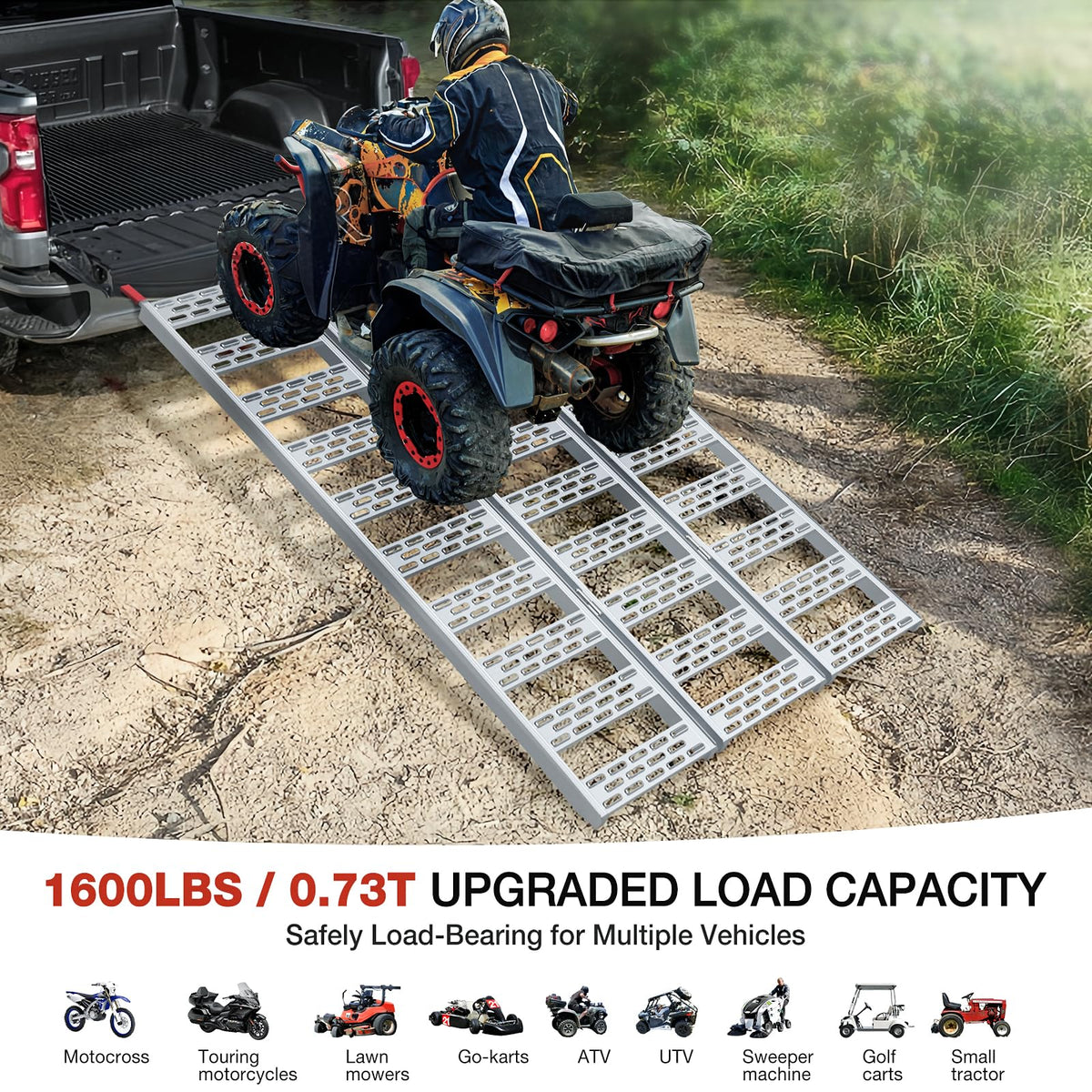 Aluminum Tri-Folding Truck Ramps 1600Lbs Max O27601