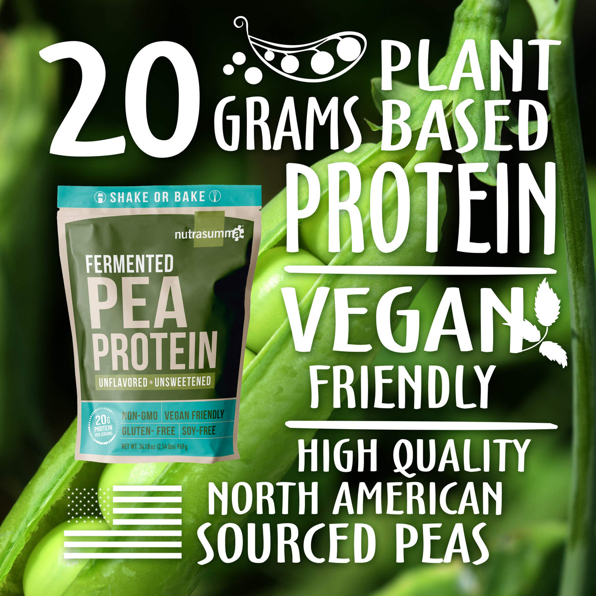Unflavored Unsweetened Vegan Pea Protein Powder 2.14 LB X6411