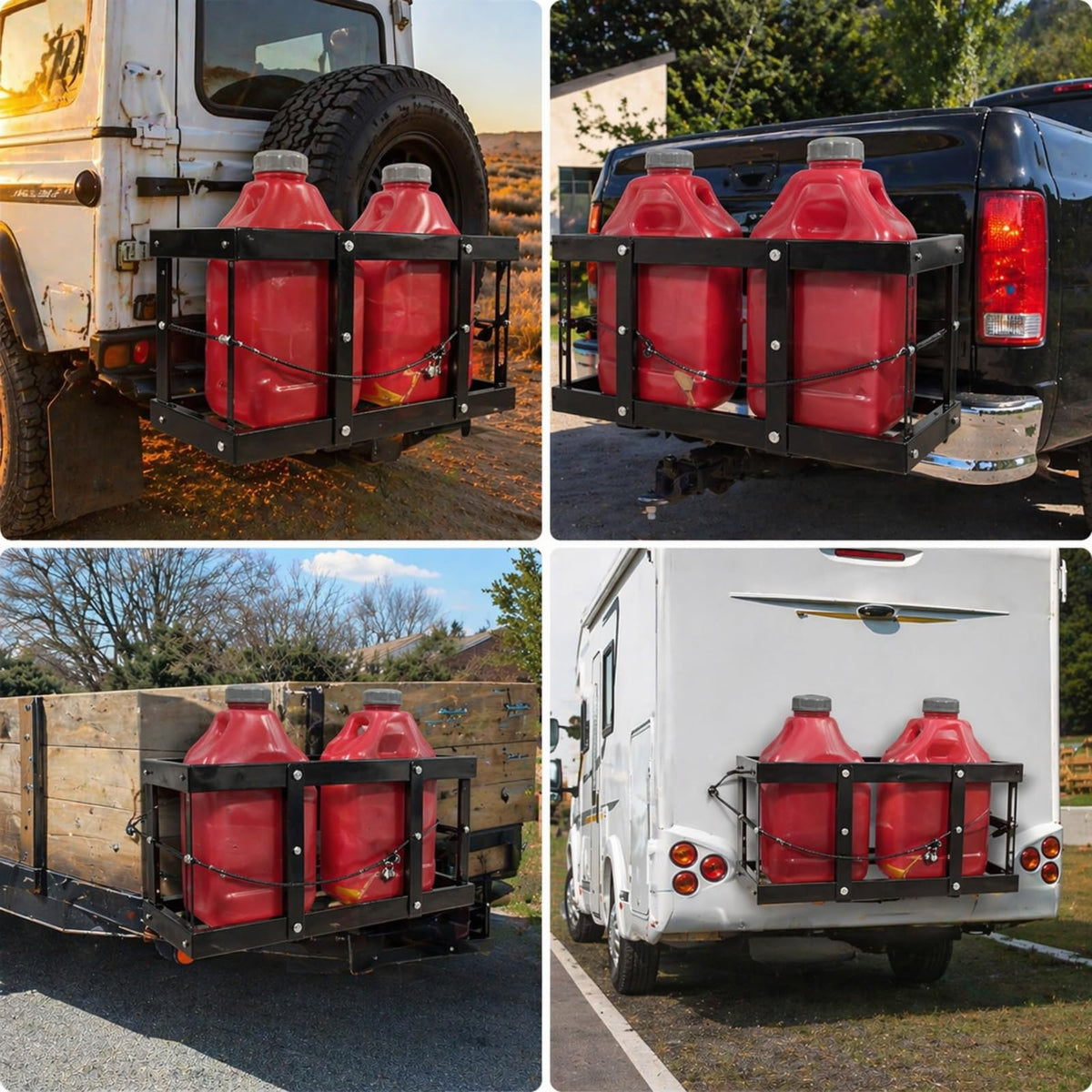 Heavy-Duty Fuel Jug Holder for Two 5 Gallon Gas Cans A203