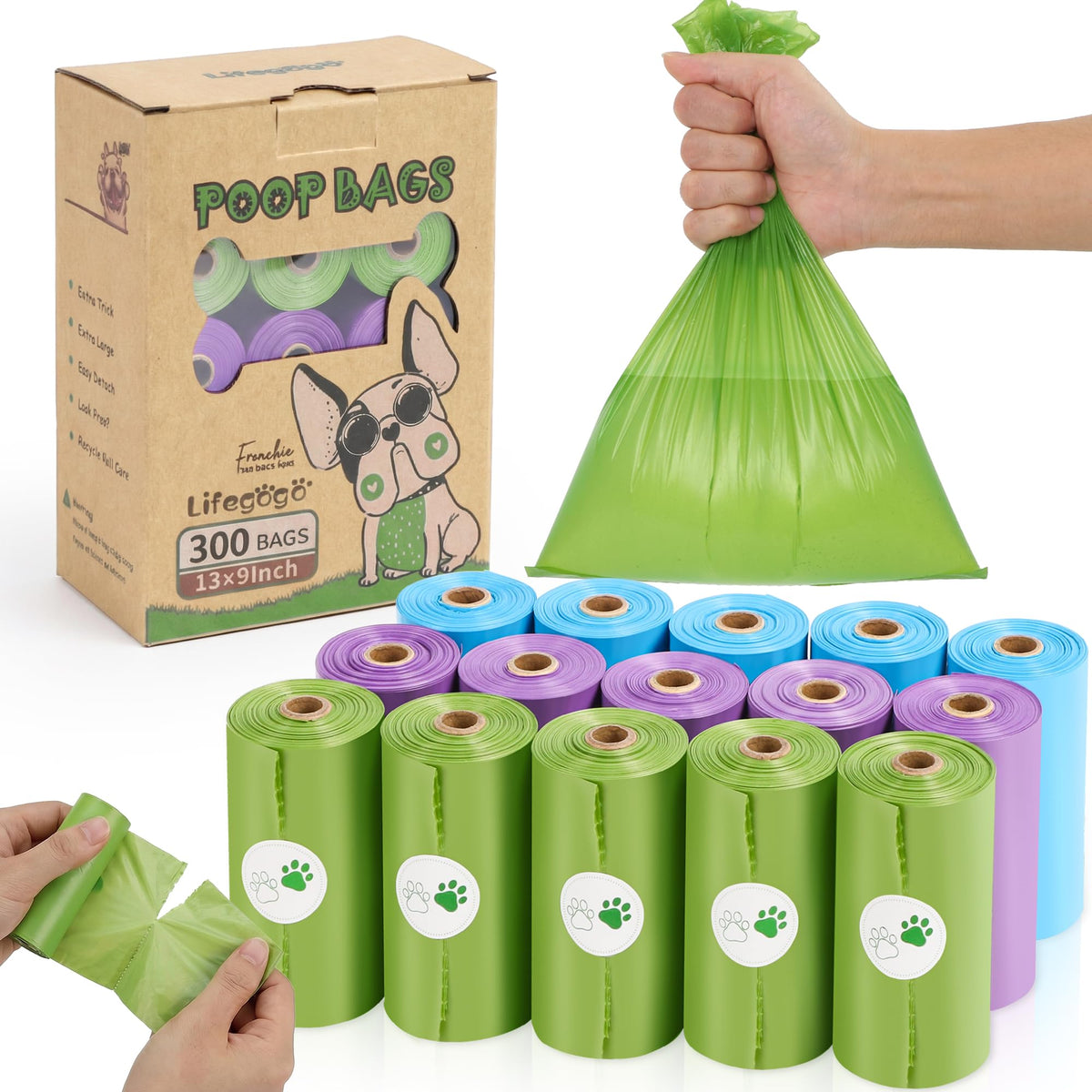 Extra Thick Leak Proof Unscented Dog Poop Bags 300 Count E631418
