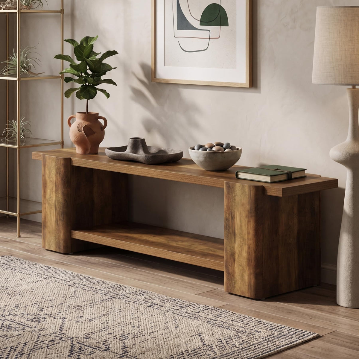 Brown Storage Bench H670