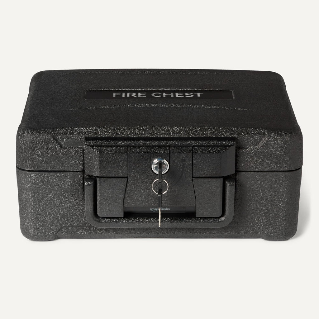 Fire-Resistant Waterproof Fire Chest with Mechanical Key, 0.22 cu. ft, Black K46247
