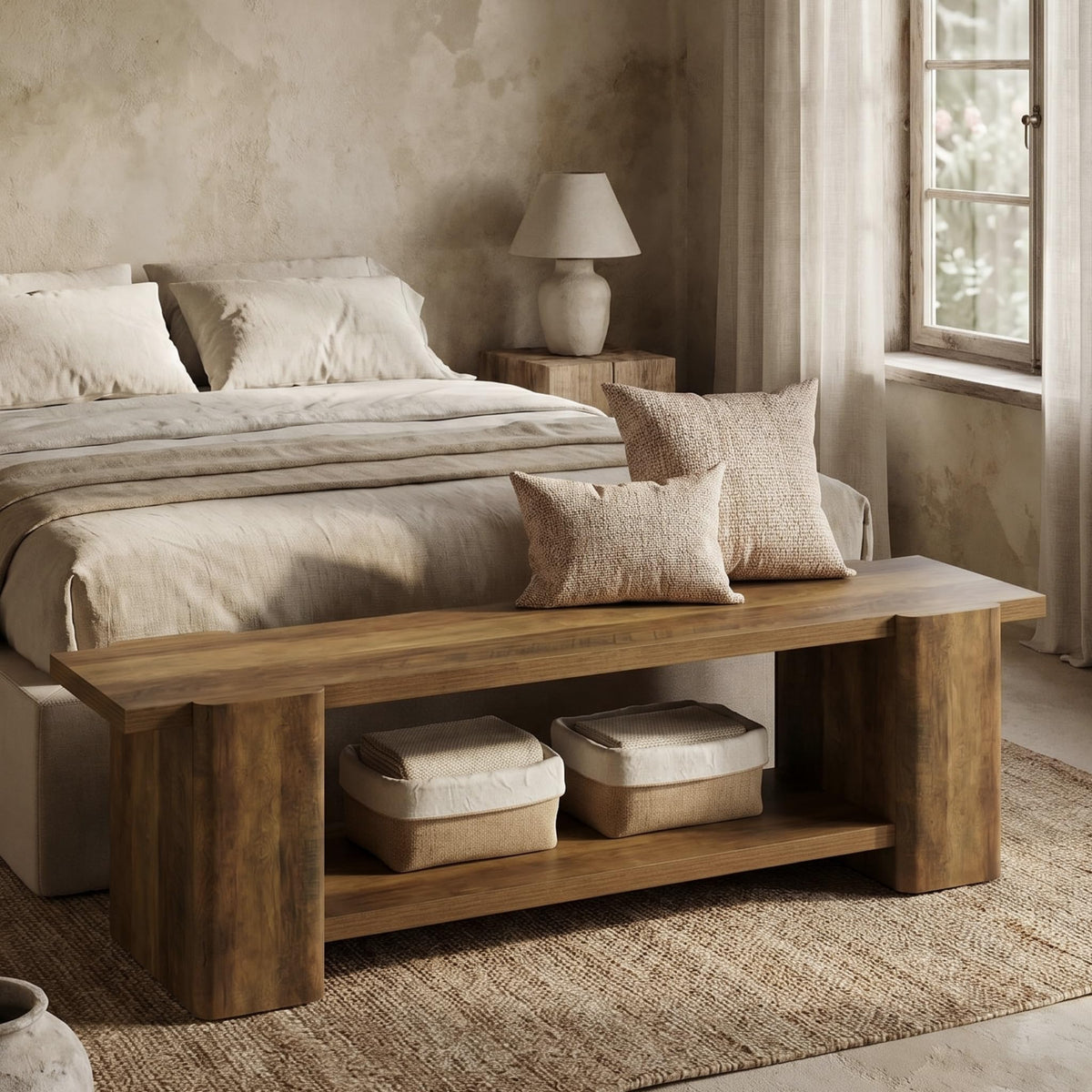 Brown Storage Bench H670