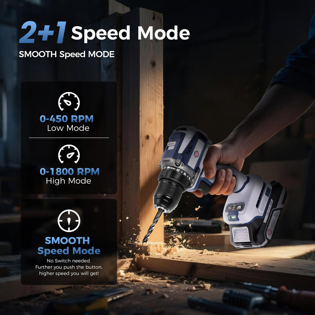 20V Cordless Brushless Power Drill with 2.0Ah Battery and Charger Y886664