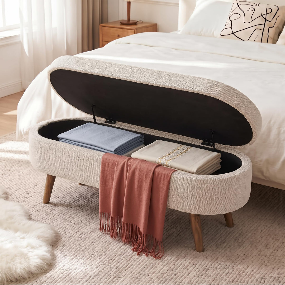 43.5” Upholstered Storage Ottoman Bench N4475