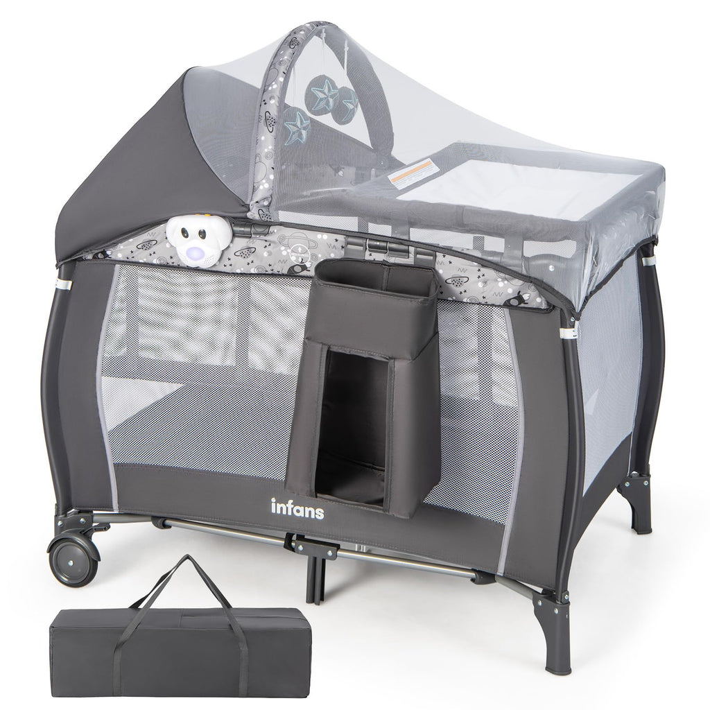 4 in 1 Pack and Play with Bassinet, Changing Table, Storage Basket B114202