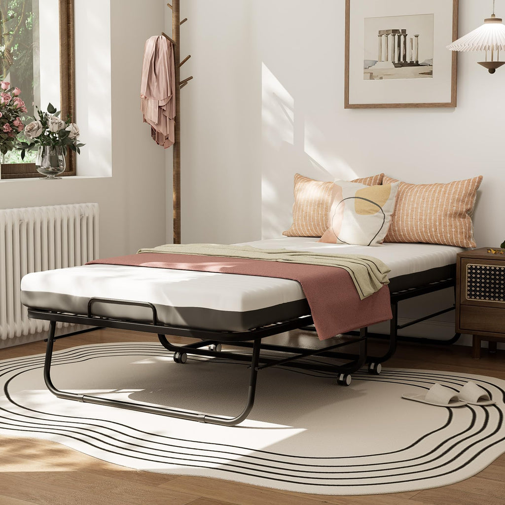 Folding Bed with Mattress 75''x31'' 5 Inch Memory Foam Metal Frame F27887