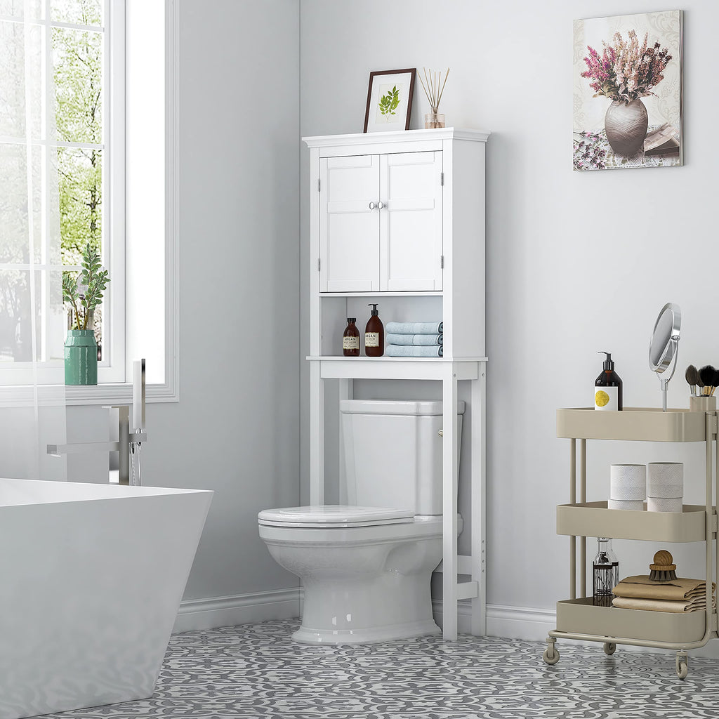 Over the Toilet Storage Cabinet with Doors and Adjustable Shelf H3246