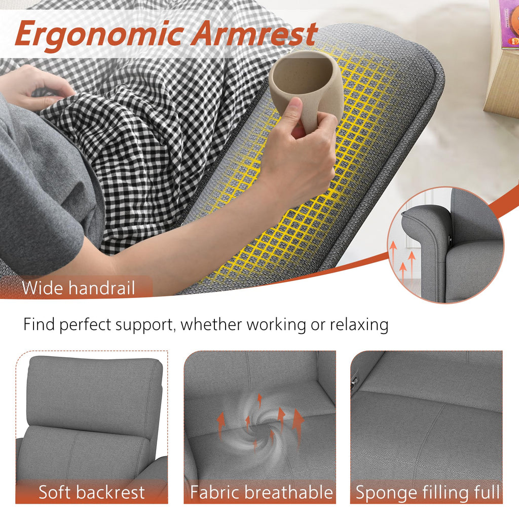 Velvet Grey Swivel Rocker Recliner Chair E4305
