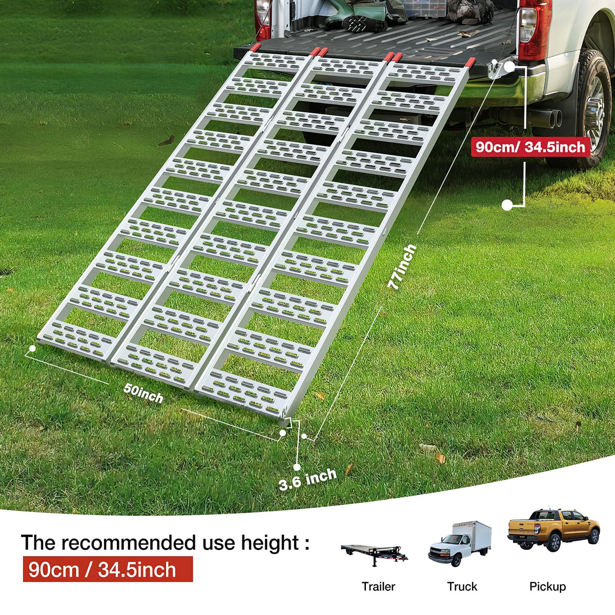 Aluminum Tri-Folding Truck Ramps 1600Lbs Max O27601