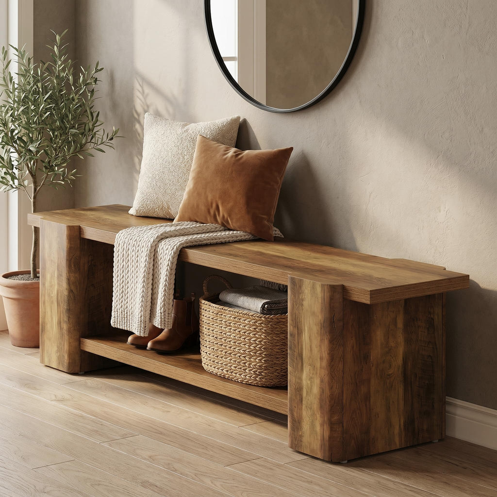 Brown Storage Bench H670