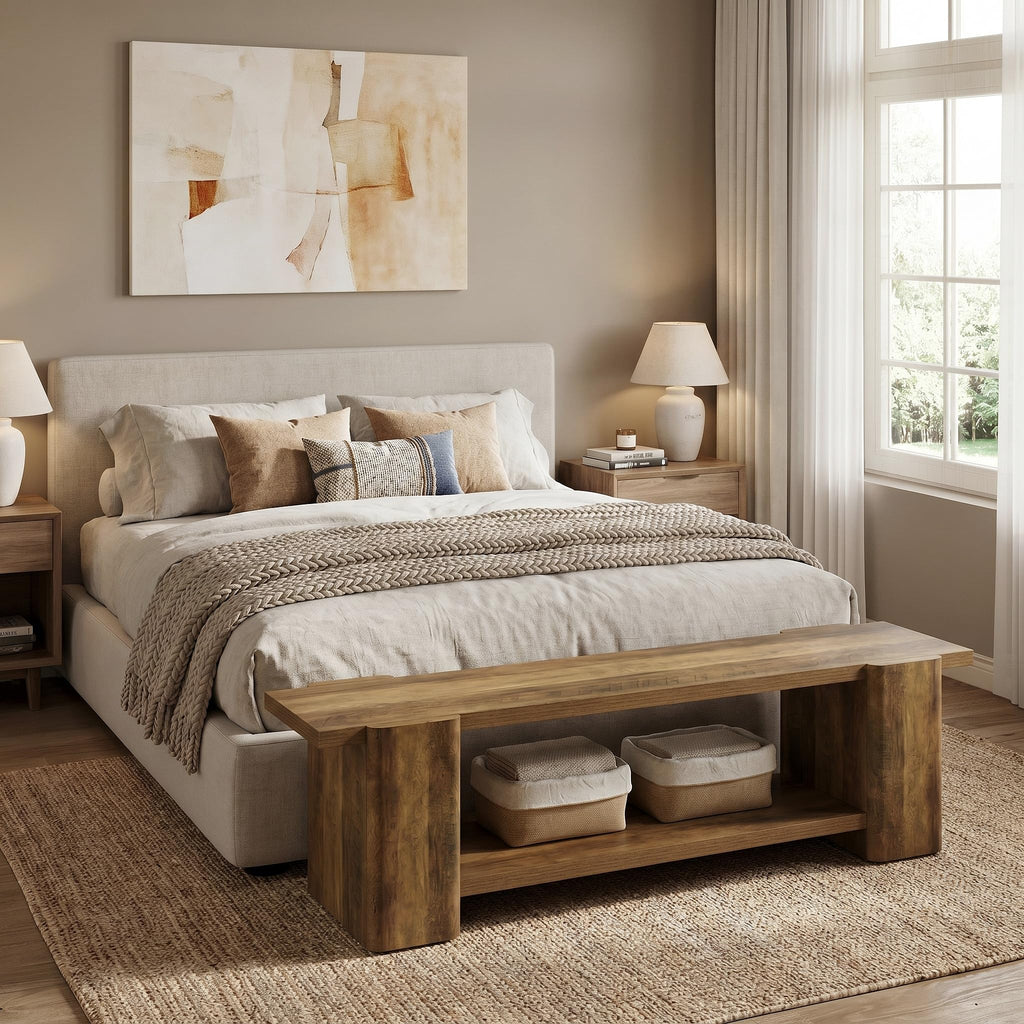 Brown Storage Bench H670