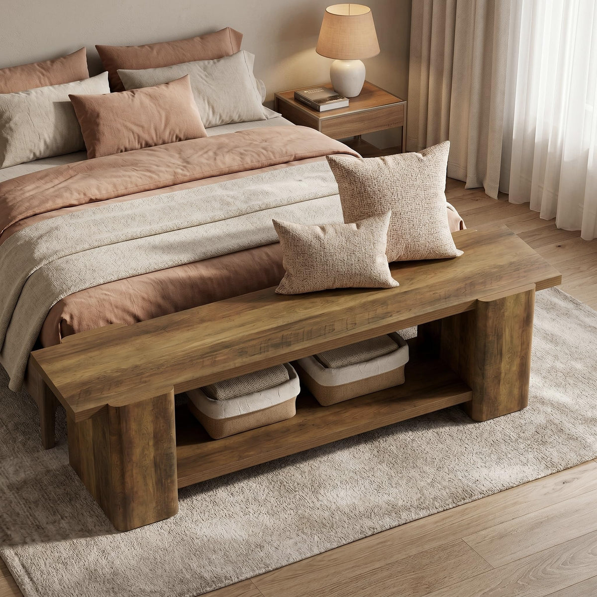 Brown Storage Bench H670