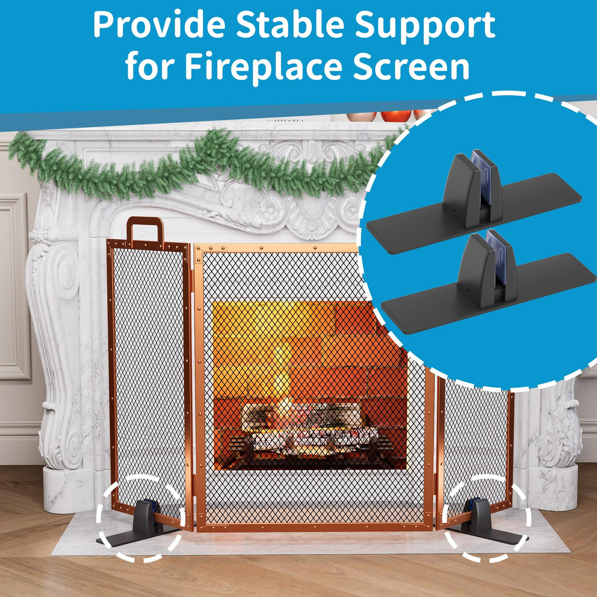 Metal Base Stands for Fireplace Screen, Pack of 2 Black G2983