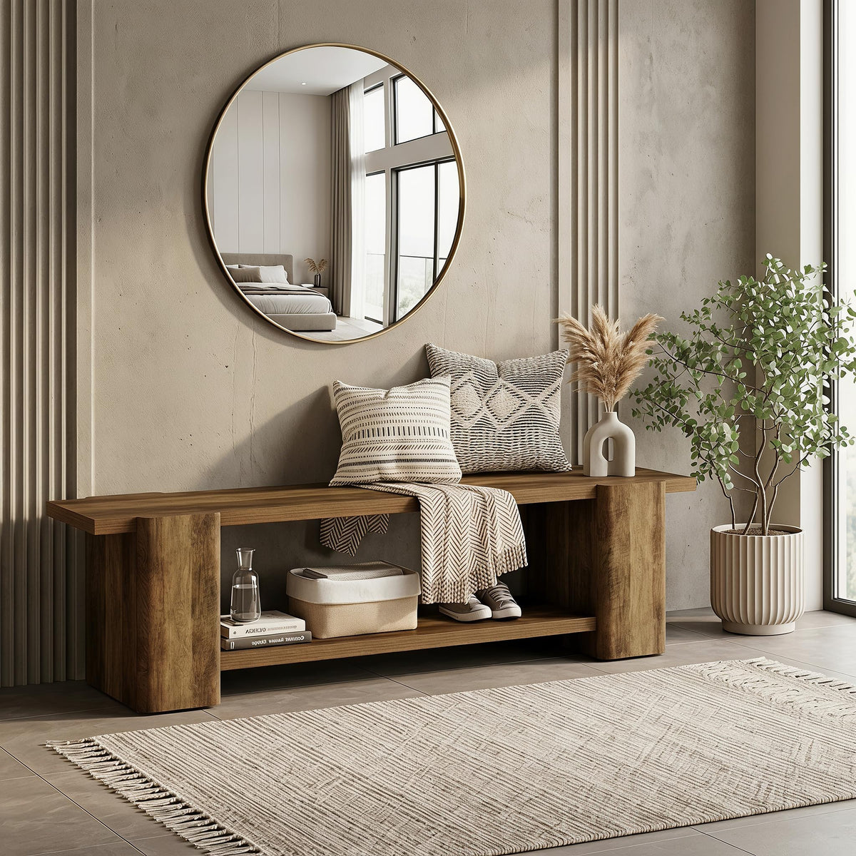Brown Storage Bench H670